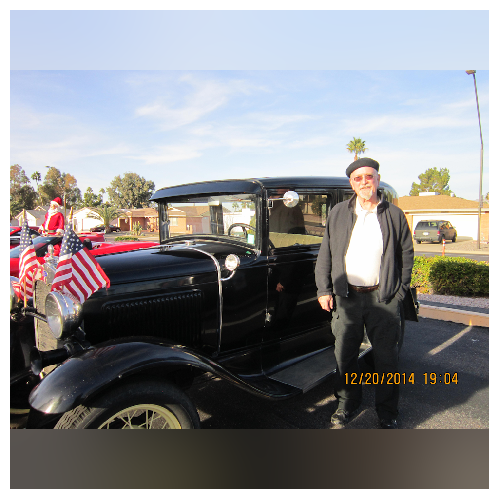 Curt at vintage car show:  Model T Ford, Mesa AZ , 2014