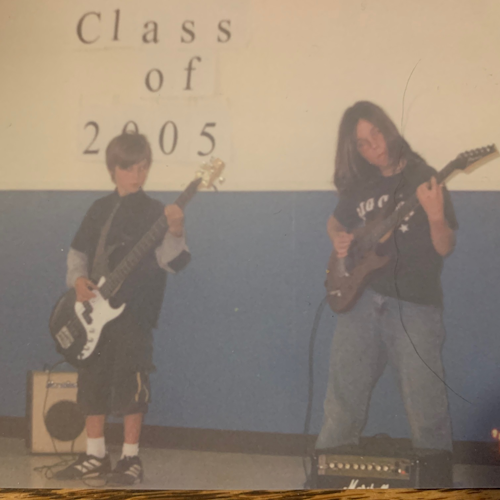 The Brennan Brothers Rockin' it Out at 10 and 12 yrs; Garret on Bass, Ben on Guitar