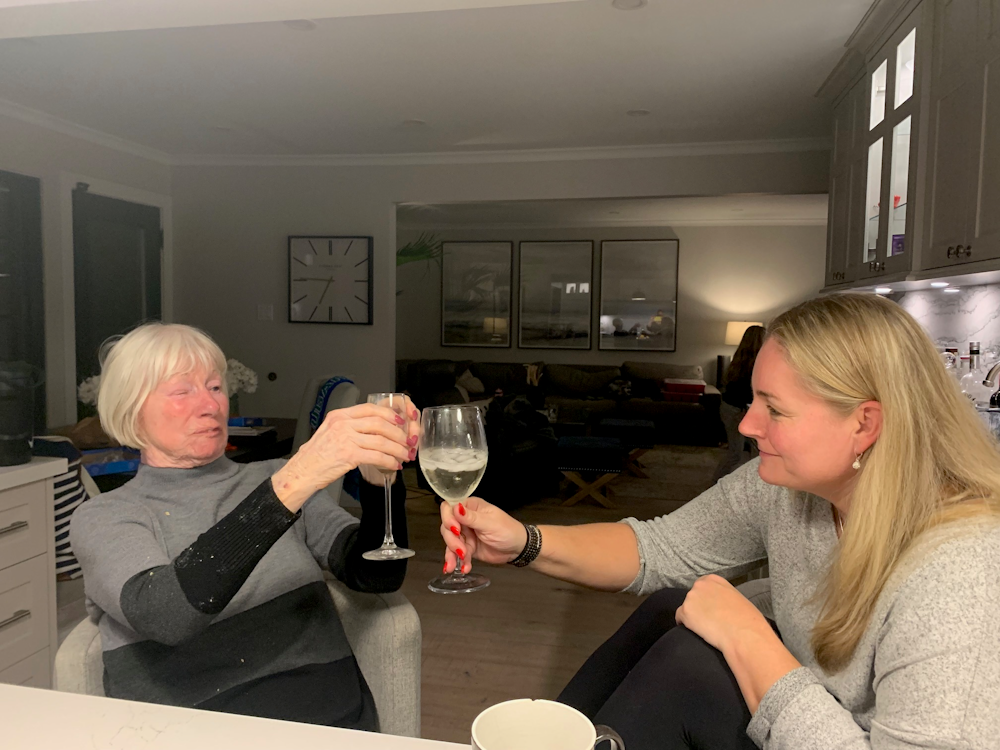 Anna toasting her daughter