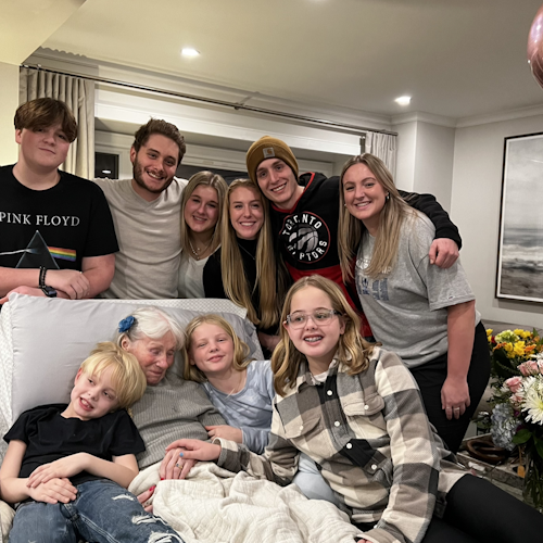 Christmas 2022 Anna with most of her grandchildren