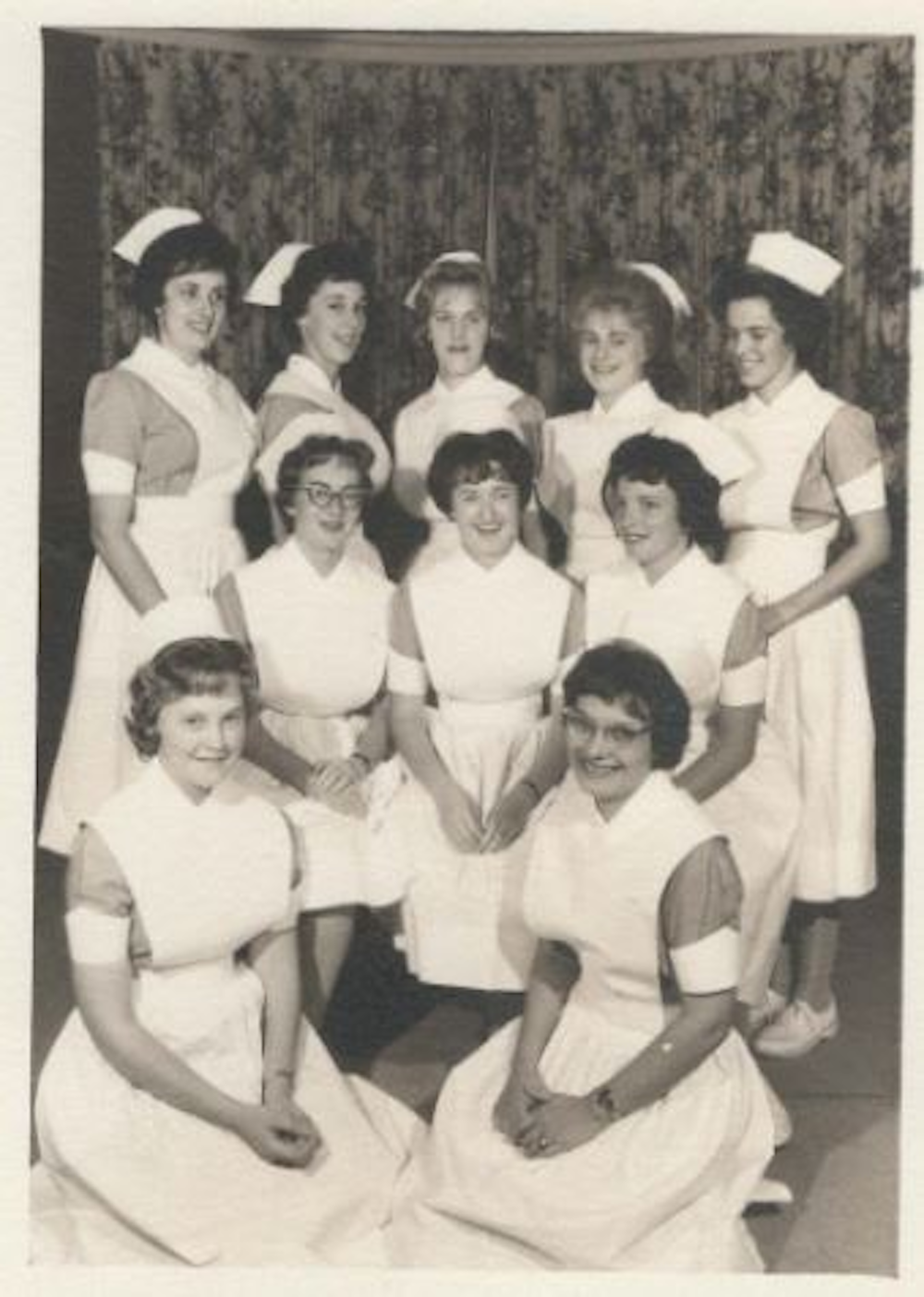 Nursing school, Anna back row second from right, Linda in the center and Barb in front on right