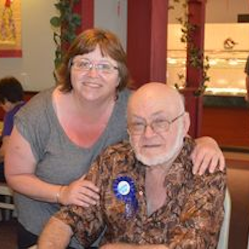 Allan and stepdaughter 75th birthday dinner