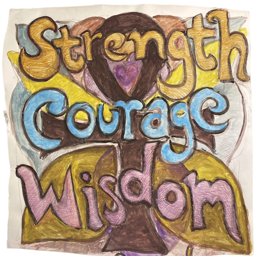 As part of both her healing and her art, Paula drew many pieces of affirmation.